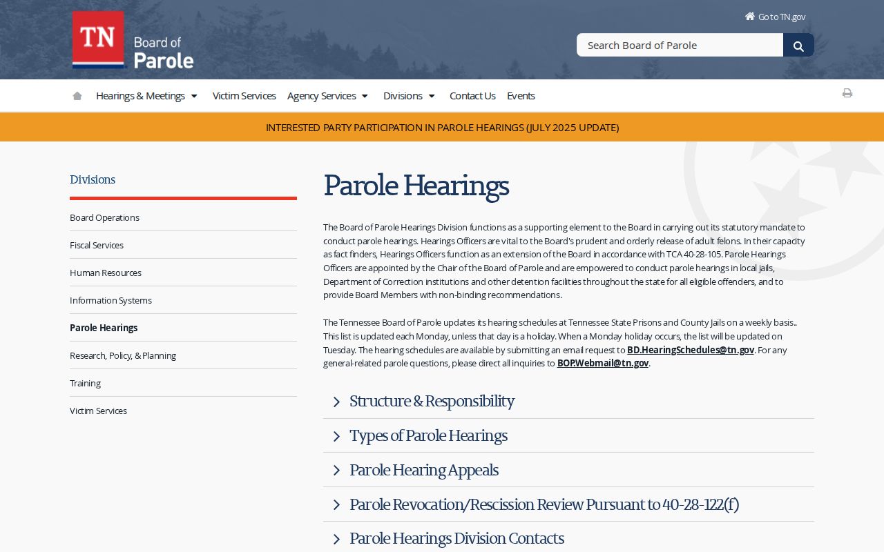 Coffee County parole and probation hearing process