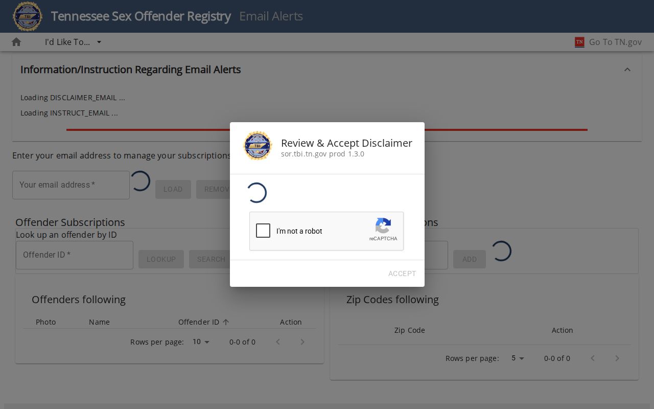 Coffee County release notification through the TBI registry alert page